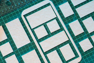 creating application interface. planning application interface on a paper. concept designer made app