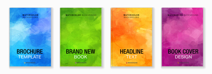 Wall Mural - watercolor a4 booklet colourful cover bundle set