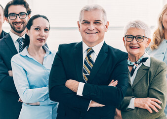 Wall Mural - large group of diverse business people looking up.