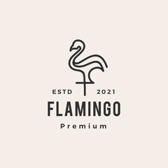 Poster - flamingo hipster vintage logo vector icon illustration