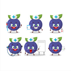 Wall Mural - Doctor profession emoticon with new blueberry cartoon character