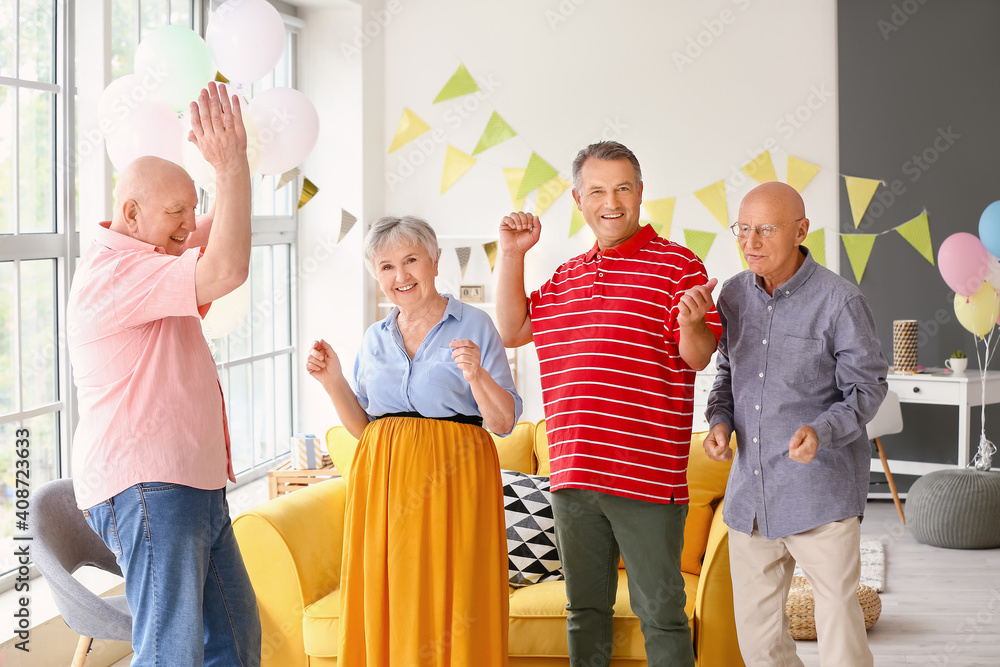 Senior people celebrating Birthday at home