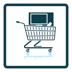 Wall Mural - Shopping Cart With PC Icon