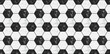 Soccer ball texture. Football seamless pattern in grunge style. Black and white hexagon wallpaper. Vector repeated tile design.