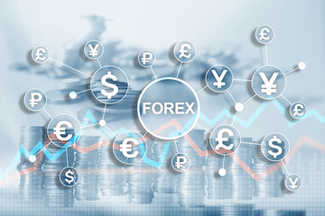 Canvas Print - Blue Financial Forex Background. Trading trading stocks bonds.