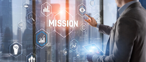 Wall Mural - mission concept. finacial success chart concept on virtual screen. business background.