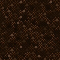 Seamless abstract retro geometric pattern with rows of brown ordered circles