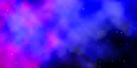 Dark Pink, Blue vector texture with beautiful stars.