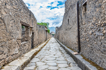 Poster - Street view of the Parco Archeologico di Pompei in Italy