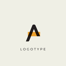 Creative Letter A For Logo And Monogram. Minimal Artistic Style Letter With Yellow Spot For Education, Festive And Party Or Technology Graphic. Vector Typographic Design