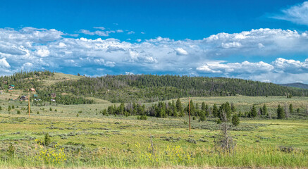 Canvas Print - Rocky Mountains, panoramic village landscape, Colorado, USA