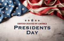 Happy Presidents Day Concept With Vintage Flag Of The United States On Old Stone Background.