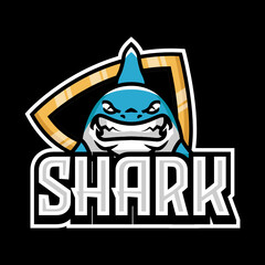 Wall Mural - e-sport shark mascot logo design