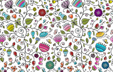 Poster - Magic Garden Background. Seamless Pattern for your design
