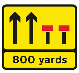 Wall Mural - Temporary lane closure sign