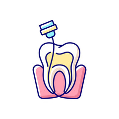 Sticker - Endodontics RGB color icon. Journal of endodontics. Instruments for dental treatment. Professional stomatology poccupation. osmetic dentistry. Dental surgery. Isolated vector chalkboard illustration