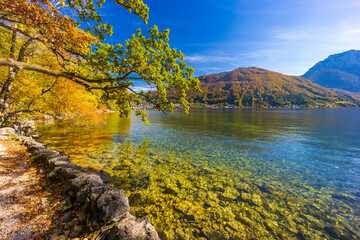 Canvas Print - Lake and castle´s park in Gmunden, Austria