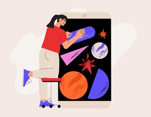 Wall Mural - designer building mobile application from abstract shapes for business. ui ux design, app project de