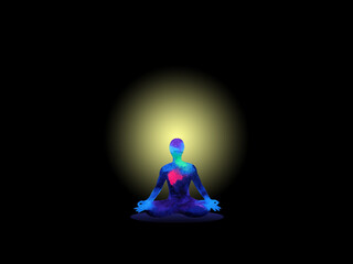 human meditate mind mental health yoga art meditation chakra spiritual healing watercolor painting i