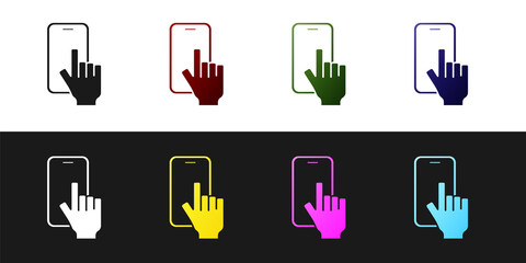 Sticker - Set Phone repair service icon isolated on black and white background. Adjusting, service, setting, maintenance, repair, fixing. Vector.