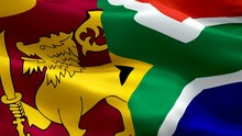 South African And Sri Lanka Flag Waving Video In Wind Footage Full HD. South African Vs Sri Lanka Flag Waving Video Download. Sri Lanka Flag Looping Closeup 1080p Full HD 1920X1080 Footage. South Afri