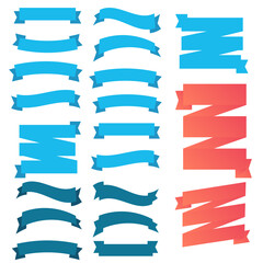 Wall Mural - Cartoon ribbon set vector illustration. Banner ribbon vector set. Colored ribbon for decoration