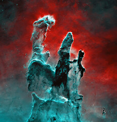 Wall Mural - pillars of creation, supernova core pulsar neutron star.