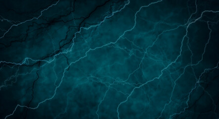 Wall Mural - Dark abstraction with lightning and lines. Marble texture, decorative dark stone. Blue neon. 