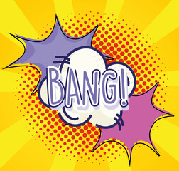 Sticker - pop art bang explosion comic cloud and halftone background