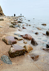 rocks eroded by the wind on the beaches of northern europe