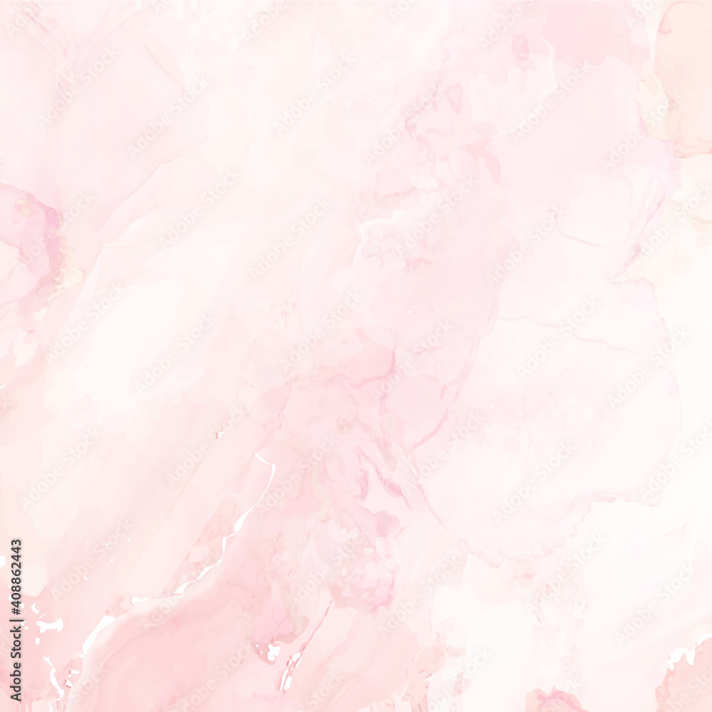 Blush pink watercolor fluid painting vector design card - obrazy, fototapety, plakaty 