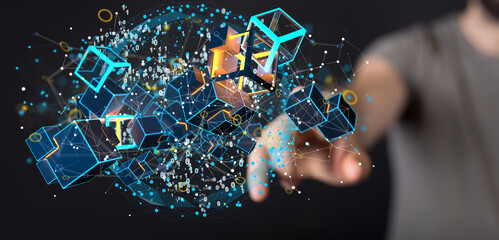 data Internet infrastructure concept. Abstract technology background. 3D rendering.