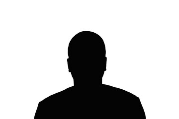 Wall Mural - Silhouette of an adult young anonymous man on a white background