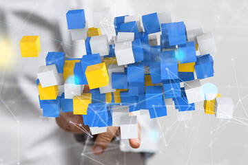 cloud connected to many objects on a virtual screen.