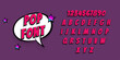 Pink comic book pop art superhero font. Comic text alphabet collection. Bold comics book font with halftone shadow. Speech bubble for text.