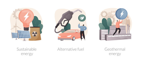 Canvas Print - smart green energy abstract concept vector illustration set. sustainable energy, alternative fuel, g