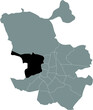 © Momcilo - Black location map of Madrilenian Moncloa-Aravaca neighborhood inside gray map of Madrid, Spain