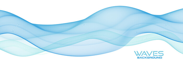 Wall Mural - Transparent bluish waves on white. Subtle vector graphics