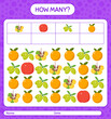 © Hafid - How many counting game with fruit. worksheet for preschool kids, kids activity sheet, printable worksheet