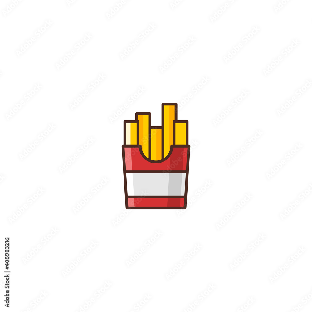 Illustration of French Fries Filled Color Icon - Fast Food Icon Set ...