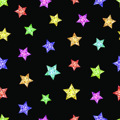 Wall Mural - Colorful crystal stars background. Seamless vector illustration. 