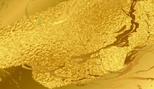 Metallic Gold Foil Texture Background. Gold Foil Brush Stroke. Beautiful Glitter Gold Design. Gold Sparkle Glossy Scribble. Metallic Backdrop Foil For Wedding, Covers, Prints. Vector Illustration
