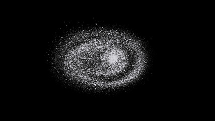 Spiral white glitter overlay. 
black background.