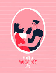 Wall Mural - Valentine's day greeting card young couple hug