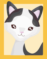 Sticker - portrait of cute little cat cartoon