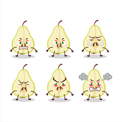 Sticker - Slash of green pear cartoon character with various angry expressions