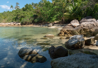 Wall Mural - Tropical beach of koh Phangan island, coast of Hin Kong area, Thailand