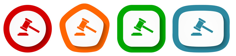 Aufkleber - Auction vector icon set, flat design justice buttons on white background for webdesign and mobile phone applications
