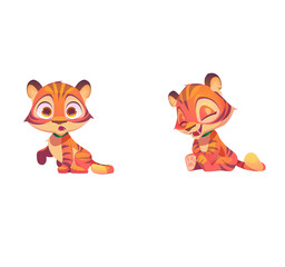 cute funny cartoon tiger cub illustration