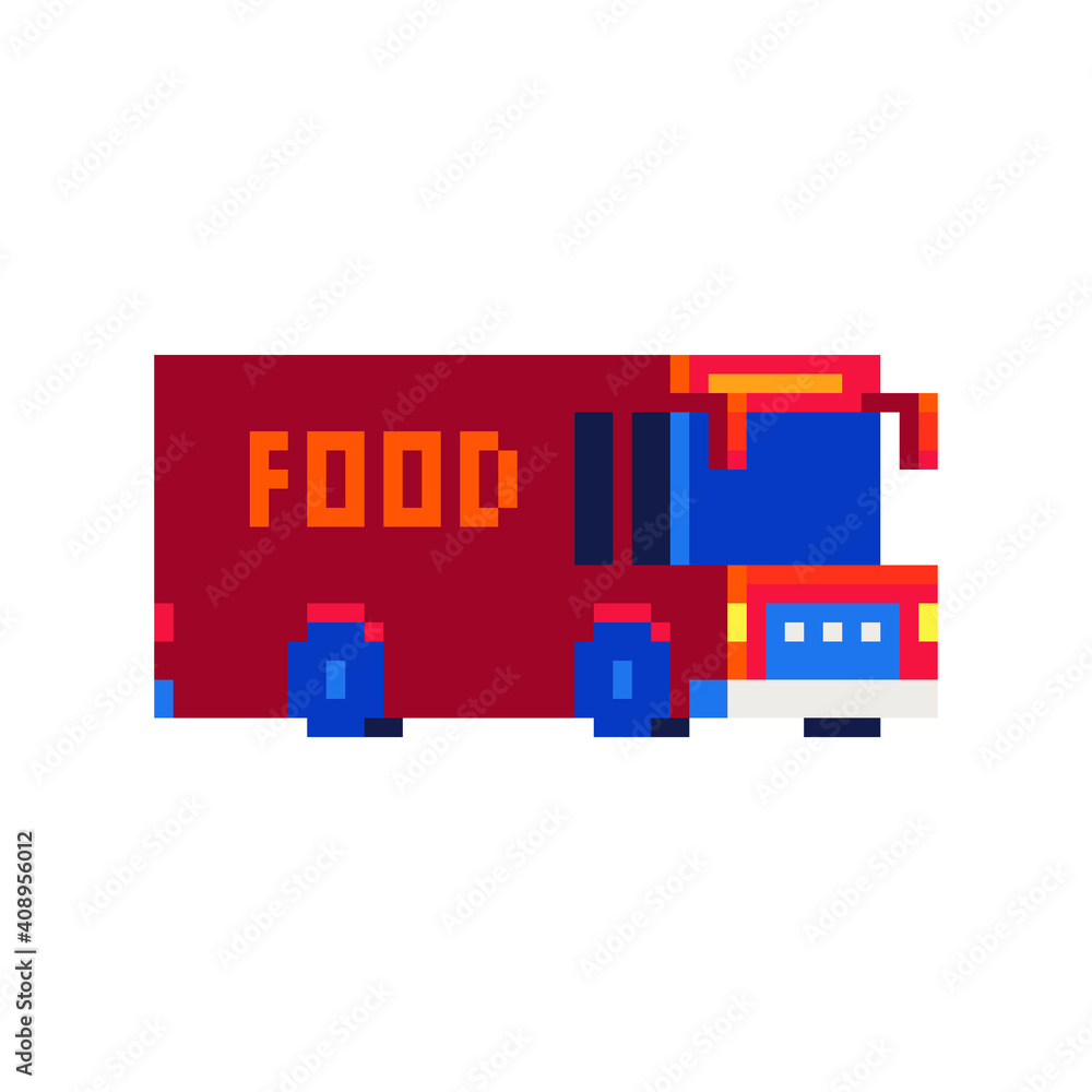 Bus pixel art icon school transport isolated vector illustration. 8-bit ...
